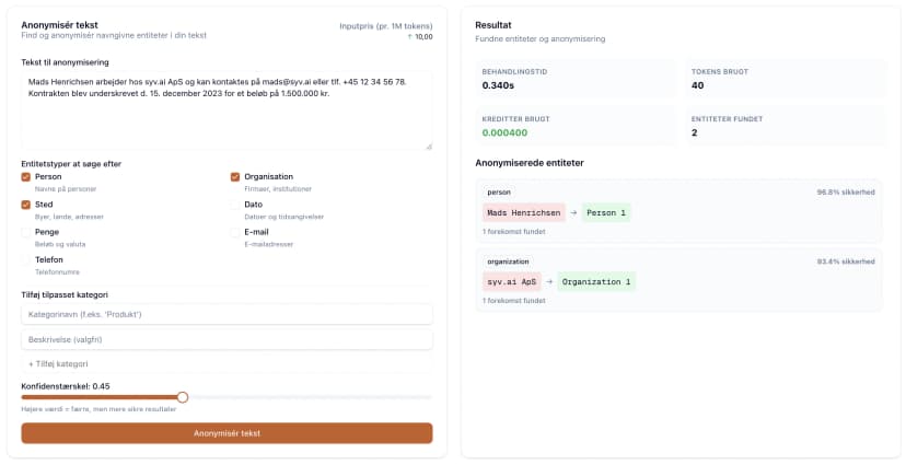 Anonymization Playground Interface