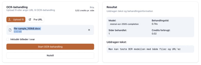 OCR Models Playground Interface